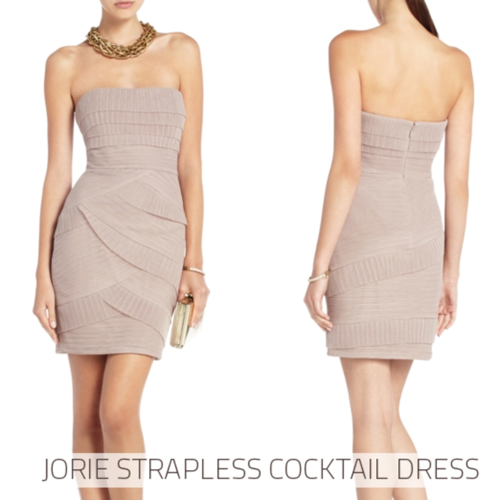 BCBG MAXAZARIA Jorie Strapless Cocktail Dress Size 2 in Sepia